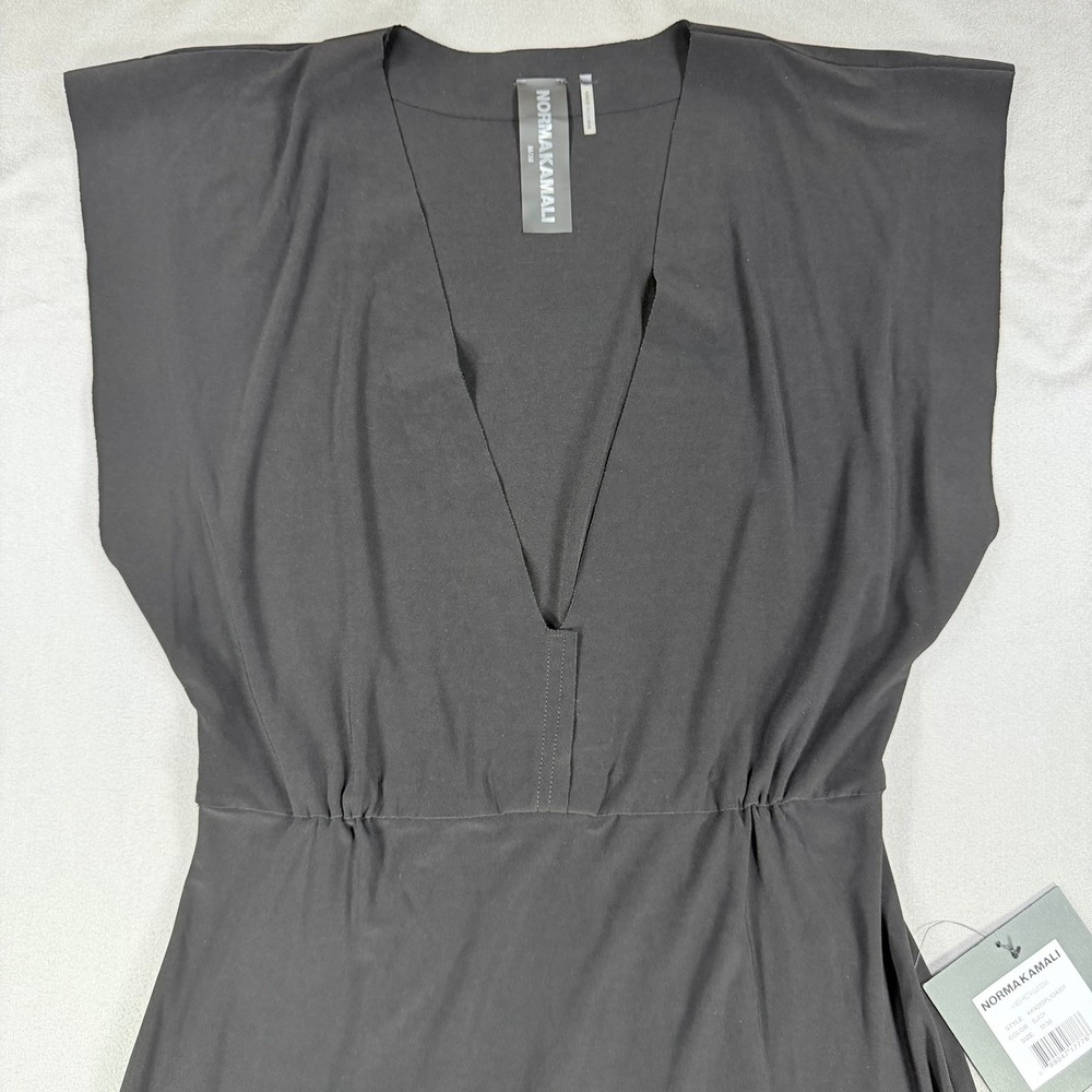Norma Kamali V Neck Rectangle Gown Womens M Black Maxi Dress Formal Evening Wear - Picture 3 of 13